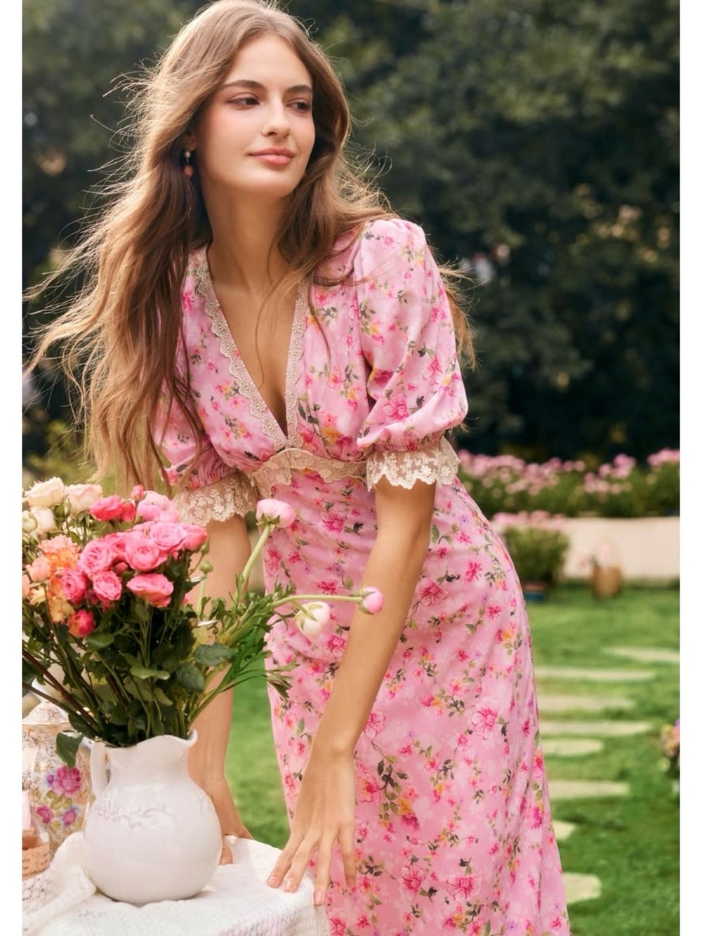 Lait Collection American Heiress Divia Floral Georgette Midi Dress